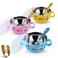 ราคา 304 สแตนเลสชามเด็กน่ารักชามช้อนชุดช็อกทนชามฉนวนกันความร้อนเด็กกินชามอาหารเสริมบนโต๊ะอาหารเด็ก 8.24 X (42314859294)