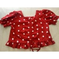 ราคา เสื้อครอปสีแดงลายหัวใจ เสื้อรูดหน้าสีแดง เสื้อแขนตุ๊กตาสีแดง (7337413114)