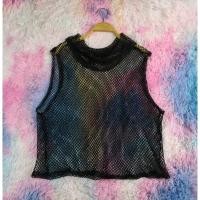 ราคา เสื้อถักตาข่ายสีดำแขนกุดทรงโอเวอร์ไซส์ รอบอก 50 ความยาว 23 นิ้ว งานนำเข้าจากญี่ปุ่นค่ะ (29926385278)