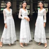 ราคา เดรสยาวลูกไม้สีขาวงานปักสุดสวยงานป้ายOneOne (4217701592)