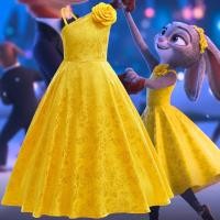 ราคา สาว Crazy Zootopia Judy บทบาทเล่นสีเหลืองพิมพ์ชุดฮาโลวีนปาร์ตี้ชุดราตรีเจ้าหญิง (52152818459)