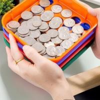ราคา Bluestyle 1 ชุดถาดคัดแยกเหรียญรหัสสี 4 ถาด, ถาดคัดแยกเหรียญสีและเคาน์เตอร์เหรียญสําหรับการเรียงลําดับเหรียญใหม่ (44322362111)