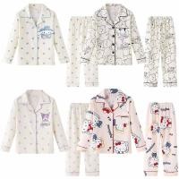 ราคา Sanrios Cinnamoroll Kuromi My Melody HelloKittys เด็กสวมใส่ชุดนอนเด็กหญิงเสื้อผ้าแขนยาวกางเกงชุดนอน (52153563154)