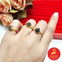 ราคา แหวนทองฝังพลอยดอกไม้ สีนพเก้า ไพลิน ดำ ตัวเรือนสีทอง ชุบทอง ใส่เสริมบารมี ใส่ได้ทุกโอกาส ใส่อาบน้ำได้ (14498251172)
