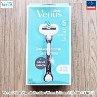 ราคา Gillette® Venus Deluxe Smooth Sensitive Women's Razor 1 Handle + 2 Refills ยิลเลตต์ วีนัส ชุดมีดโกน สำหรับผู้หญิง (15492033528)