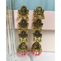 ราคา ต่างหูทรงระฆัง ต่างหูระย้า3ชั้น ต่างหูอินเดีย (12993939643)