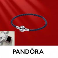 ราคา เครื่องประดับเงินแท้ Pandora ส925 สร้อยข้อมือหนังถักสีน้ำเงิน พร้อมกล่องบรรจุภัณฑ์ (47352998763)