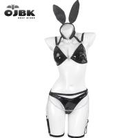 ราคา MnOJBK Sexy Bunny Lingerie Naughty Costume Girl Bunny Girl PU Leather Suit Sexy Uniform Underwear Rabbit Corset Anime Ro (26915924724)
