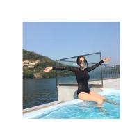 ราคา ชุดว่ายน้ำวันพีชสีดำแต่งผ้าลูกไม้แขนยาว (3256749212)