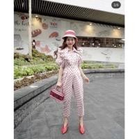 ราคา จั๊มสูทขายาว สีชมพูอ่อน ลายหัวใจ มือสอง งานป้าย Nana ไซส์ M (17293836581)