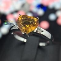 ราคา แหวนซิทริน แหวนเงินแท้92.5% ชุบทองคำขาว ประดับพลอยซิทรินแท้(สีส้ม) ตกแต่งเพชรSwiss YTG-8162 (3706199045)