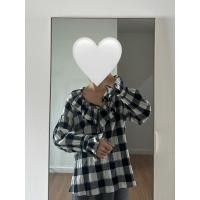 ราคา ส่งต่อเสื้อเชิ้ต ลายสก็อต สีดำ #เสื้อผ้ามือสอง (26662544256)