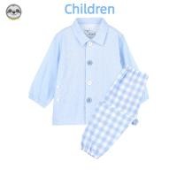 ราคา สไตล์ญี่ปุ่น มูจิ สไตล์/เด็กปุ่มชุดนอน/ไม่มีรอยต่อสองชั้นผ้ากอซ ชุดบ้าน/ทารกเด็กวัยหัดเดินง่ายต่อการสวมใส่และถอดชุดนอน (27664445162)