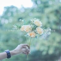 ราคา ช่อกุหลาบ ดอกกุหลาบปลอม ช่อดอกไม้ปลอม สีครีม สีเหลือง (3465980267)
