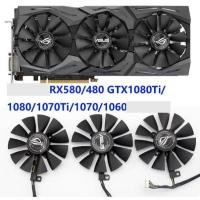 ราคา พัดลมการ์ดจอ ASUS GeForce RX580 480 GTX1080Ti 1080 1070Ti 1070 1060 graphics card fan เซท 3พัดลม (53401807030)