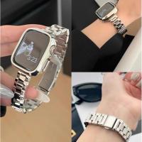 ราคา เคส + สายสแตนเลส สำหรับ Apple Watch Ultra 2 49mm/46mm/45mm/44mm/42mm/41mm/40mm/38mm สายโลหะ iWatch Series 11 10 9 8 7 6 SE 5 4 3 (40158990680)
