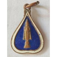 ราคา เหรียญหลวงพ่อบ้านแหลม พิมพ์ใบโพธิ์ ปี2535 เนื้อกะไหล่ทองลงยาน้ำเงิน วัดเพชรสมุทร จ.สมุทรสงคราม (44302871411)