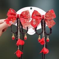ราคา ของประดับผมสีแดงสไตล์จีนสำหรับเด็ก พร้อมโบว์และตัวหนีบผมแบบHanfu (46800204439)