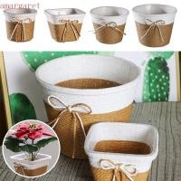 ราคา กระถางต้นไม้ AMAGARET กระถางดอกไม้ถักกันน้ําใช้งานง่ายออกแบบเชือกกระดาษทรงสี่เหลี่ยมถักตะกร้าทอทรงกลมสําหรับพืชกลางแจ้งในร่ม (28143145327)