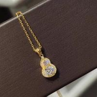 ราคา เครื่องประดับเงิน Niche Design Classy Seiko High-End Fulu Light Luxury Golden Clavicle Chain Gourd Point Diamond Chain (48452709957)