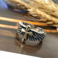 ราคา 925 เงินสเตอร์ลิง BWL Seiko กราฟฟิตีข้ามปีกนางฟ้าแหวนย้อนยุคเก่าสว่างสดใส unisex แหวนเปิด (23833001786)