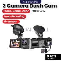 ราคา รถ Dashcam 3 กล้อง dash cam ด้านหน้าด้านหน้าและด้านหลัง 1080p HD กล้องบันทึกภาพรถ DVR เครื่องบันทึกการขับขี่ (17699193049)