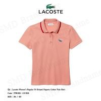 ราคา Lacoste เสื้อโปโลหญิง รุ่น Lacoste Women’s Regular Fit Striped Organic Cotton Polo Shirt Code: PF8381 10 RE4 (18792496654)