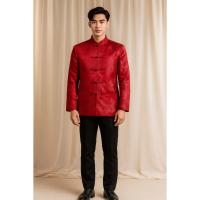 ราคา เสือจีนชาย ชุดจีนชายโบราณ เสื้อจีนชายลายมังกร ชุดกี่เพ้าชาย แดง ชุดจีนเจ้าบ่าว 2ก3ก4ก (41522544373)