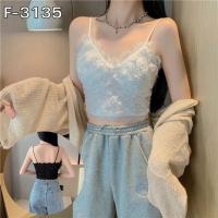 ราคา F-3135 ครอปบราสายเดี่ยวลูกไม้ สายเดี่ยว ชุดเซ็กซี่ผู้หญิง ⚡️ส่งไวจากไทย⚡️ (18056726521)