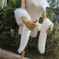 ราคา Mis ผ้าคลุมไหล่ขนเฟอร์เทียม สีขาว สไตล์วินเทจ สําหรับผู้หญิง งานแต่งงาน (25717026612)