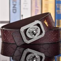 ราคา Yik128 ใหม่ Versace Avatar Multi-Grain นูนกว้าง 3.8 ซม.ของแท้หนังกางเกงสูทเข็มขัดผู้ชาย (55903220926)