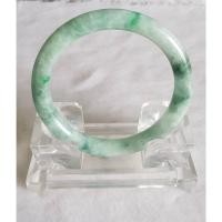 ราคา กำไลหยกพม่าสีเขียวผสมขาวเนื้อเทียนกึ่งวุ้น (11015800918)