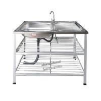 ราคา อ่างล้างจาน ซิ้งล้างจาน หน้าสแตนเลส ยี่ห้อ Daimon ขาอลูมิเนียม 1 หลุม 3 ชั้น ขนาด 100x50x81 ซม. (7568165390)