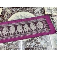 ราคา ผ้าพันคอไหม สไบลูกแก้วมัดหมี่ ไหมแท้ ขนาด 35x200cm ลายนกยูง สีม่วง รหัส L4E-ST-1030675 (26465995855)