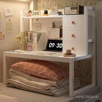 ราคา สมุดบันทึก ชั้นบนสุดสองชั้นชั้นวางหนังสือโต๊ะคอมพิวเตอร์นักศึกษาวิทยาลัยโครงเหล็กหอพักขี้เกียจโต๊ะข้างเตียงเครื่องมือที่มีประโยชน์ตารางเตียง LDX (48601528607)