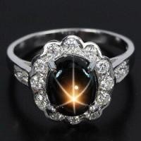 ราคา แหวนเงินแท้ 925 พลอยสตาร์ดำ Black Star Sapphire น้ำหนัก 2.34 กะรัต เนียนขาสวยค่ะ (19144562042)