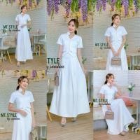 ราคา ❌พร้อมส่งXL❌ป้าย Lady sunshine เซ็ท3ชิ้นสีขาว เสื้อคอวี กระดุมหน้า แต่งกระเป๋า+ดอกไม้ติดคอ+กระโปรงยาวจีบรอบ สวยมาก (26250374368)