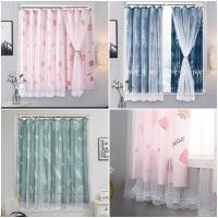 ราคา ผ้าม่านหน้าต่าง ม่าน 2ชั้น กันแดด ผ้าม่านสำเร็จรูป ตาไก่ (8348851382)