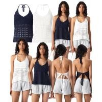 ราคา (ของแท้) Hollister bare slim halter เสื้อไหมพรมคล้องคอ ผูกหลัง เสื้อไปทะเล (50951075422)