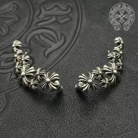 ราคา Chrome Hearts Cross Flower Stud Earrings Black Silver Vintage Pure Silver Needle Earrings Niche High-end Feel-BB (44250764763)