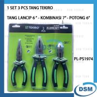ราคา TEKIRO PLIERS ชุด 3 ชิ้น 3 IN 1 TAPER 6" INCH, COMBINATION 7" INCH, CUTTING 6" INCH PL-PS1974 (57700847047)