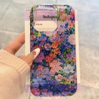ราคา เคสโทรศัพท์สำหรับ iPhone สีม่วง ลายดอกไม้ ภาพวาดสีน้ำมัน เข้ากันได้กับ 16/15 Pro Max/14 ใหม่ 13/12/11 Pro Niche XS Max/XR เคสกันกระแทกแบบสร้างสรรค์ รูขนาดใหญ่ ครอบคลุมเต็มรูปแบบ 6SLR (27526432791)