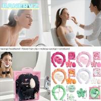 ราคา RANERVZ 5 ชิ้นสปาสายรัดข้อมือ,ล้างหน้าแต่งหน้าสวมใส่แต่งหน้าชุดที่คาดผม,แบบพกพาดอกไม้ผม Claw คลิปกล่องที่ละเอียดอ่อนผม Hoop SPA Hairband ชุดผู้หญิง (26743892088)