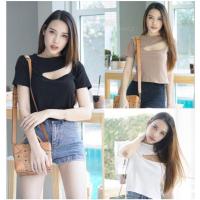 ราคา Topshop Crop เสื้อครอปแขนสั้น แต่งบ่า แต่งช่องตรงอก เพิ่มความ Sexy สุด Hot (21542160494)