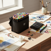 ราคา ปากกามาร์กเกอร์สีน้ําสองหัว 12/24/36/48/60/80 สี สําหรับศิลปะ โรงเรียน เครื่องเขียน (54800971721)