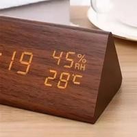 ราคา SHGO-LED Student Clock Simple Wooden Clock Temperature Display Sound Control Clock Desktop Home Decorative Ornaments (52601652101)