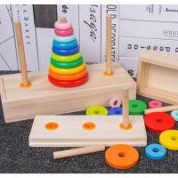 ราคา เกมหอคอยฮานอย ของเล่นไม้ หอคอยฮานอย พร้อมจาน 10 ชั้น ของเล่นเสริมทักษะ Tower of Hanoi (20025393190)