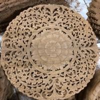 ราคา แผ่นไม้สัก ไม้สักแกะสลัก ลายดอก ทรงกลม งานไม้ดิบ ขนาด 60x60 ซม. งานไม้สัก แผ่นไม้ฉลุ แผ่นไม้แกะสลักติดผนัง ไม้แขวนผนัง (23289358870)