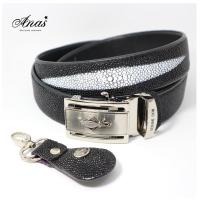 ราคา ♞,♘,♙เข็มขัดหนังปลากระเบนแท้ เกรดส่งออก เข็มขัดหนังกระเบนแท้ เข็มขัดหนังแท้ แบบมีซิปด้านใน สีดำ แถม (25538873922)