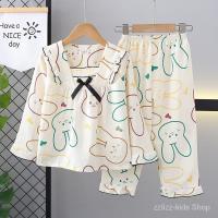 ราคา ใหม่เด็กการ์ตูนน่ารักชุดนอนผ้าฝ้ายฟองแขนยาวชุดอยู่บ้านเด็กผู้หญิงชุดนอน (29809020556)